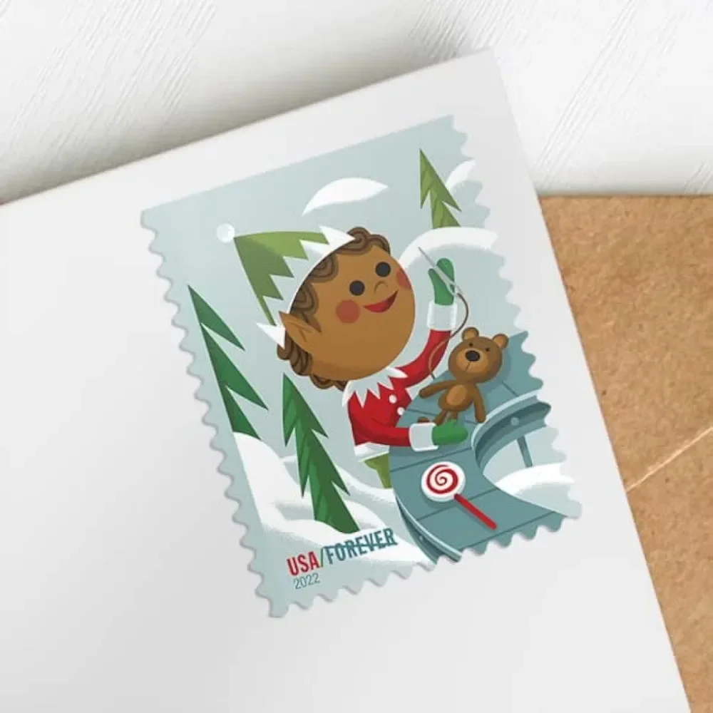 100 Holiday Elves 2022 Forever Postage Stamps USPS Christmas Wedding Invitations
